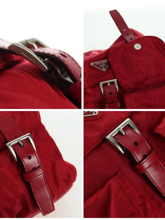 PRADA Backpack Nylon Red Silver Auth mr2001V main image 7